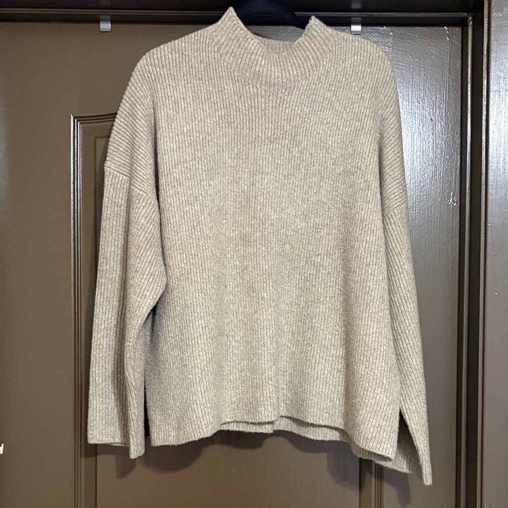 Cozy Crochet Knit Sweater in Beige